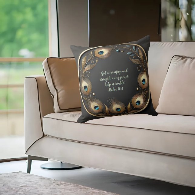 Almofada Penas de Peacock Elegantes mínimas personalizáveis (Criador carregado)