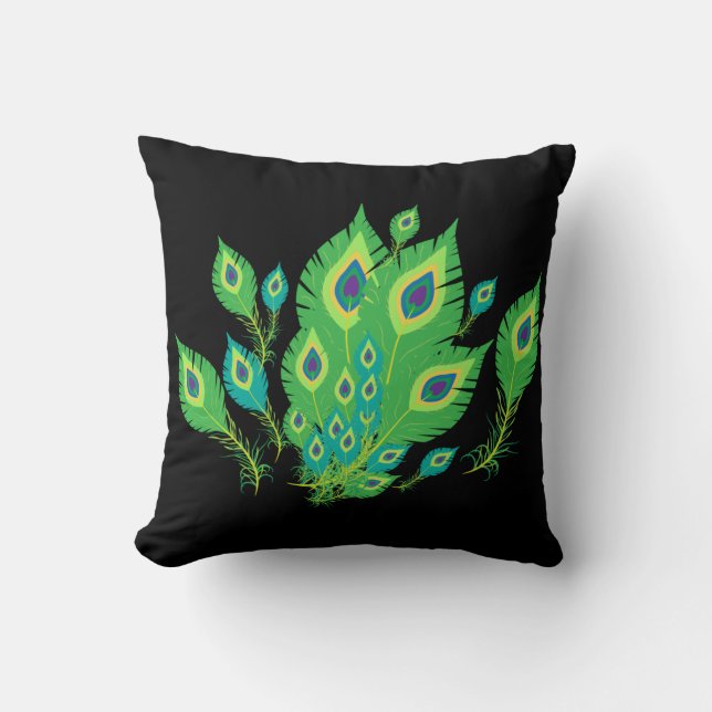Almofada Penas de Peacock | Pássaros-Pássaros | Natureza (Frente)