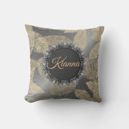 Almofada Penas Douradas na Prata Sonora Personalizada