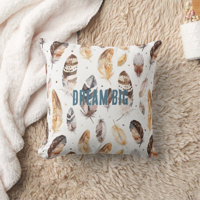 Almofada Penas Tribais Nativas de Cream Brown (Cobertor)