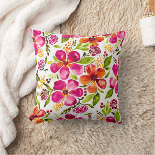 Almofada Penelope Watercolor Splatter & Flowers Reversible