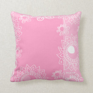 Almofada Pensa no padrão da moda da ventoinha rosa Henna