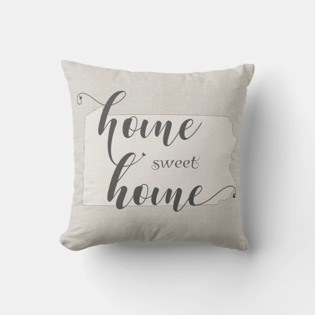 Almofada Pensilvânia - Home Sweet Home Burlap look (Frente)