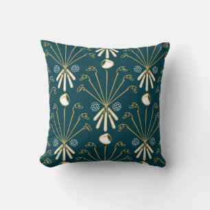 Almofada Pentes de golfe Verde-Teto + Dourado + Branco