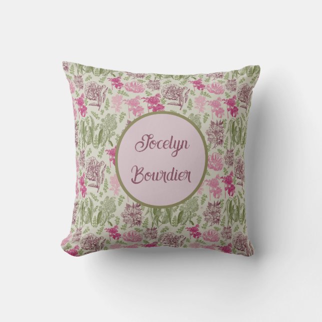 Almofada Peonia Botânica Personalizada Eucalyptus (Frente)