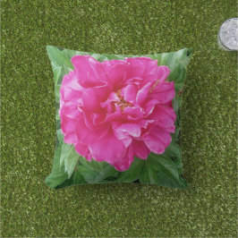 Almofada Peônia Rosa Botânica Folhas Verdes 