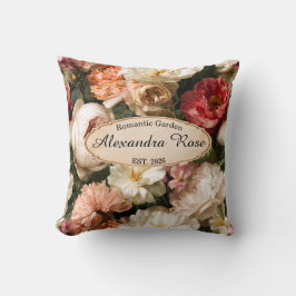 Almofada Peônia Rosa Floral Romântica Personalizada em Aqua