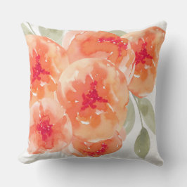Almofada Pêonias de Pessegueira de Aquarela Elegante Floral