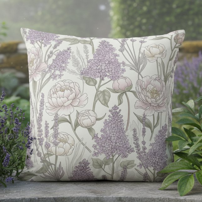 Almofada Peônias Pastel Lilases Lavanda (Criador carregado)