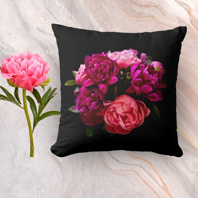 Almofada Peônias Rosa e Roxo Dramáticas (Criador carregado)