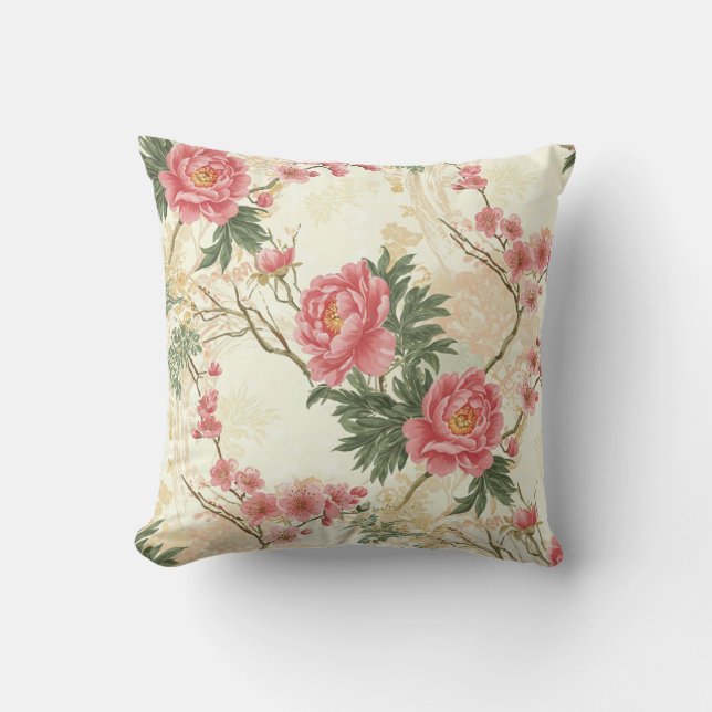 Almofada Peonies throwpillows — vintage floral (Frente)