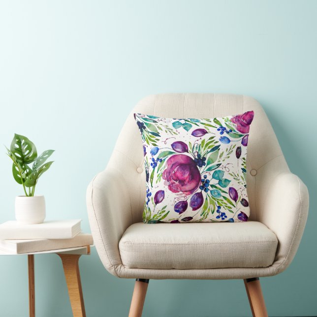 Almofada Peony Joy Watercolor Floral Duo-Scale (Cadeira)