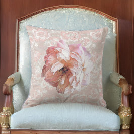 Almofada Peony no Faux Peachy Pink Lace