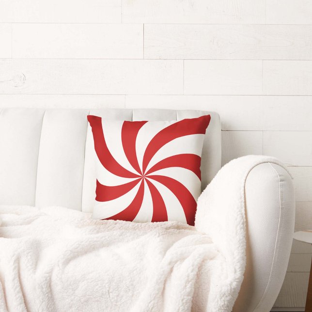 Almofada Peppermint Candy Swirl Travesseiro (Peppermint candy pillow for Christmas holiday decor.)