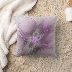 Almofada Pequena Beleza Moderno Cinza Mauve Arte Fractal Fl