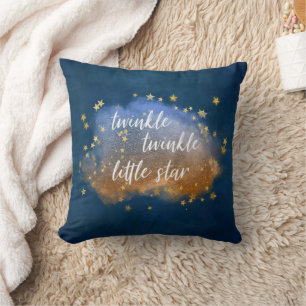 Almofada Pequena Estrela Brilhante Marinho Azul Cobre Dou