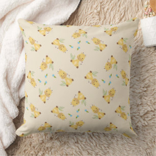 Almofada Pequena girafa fofa floral marrom