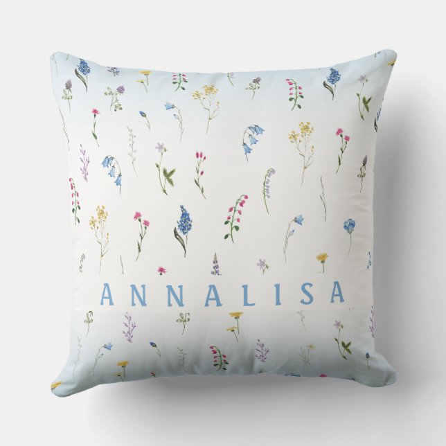 Almofada Pequenas flores selvagens Repetir Fila Personaliza (Verso)