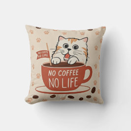 Almofada Pequenas pegadas de gato e poster de grãos de café