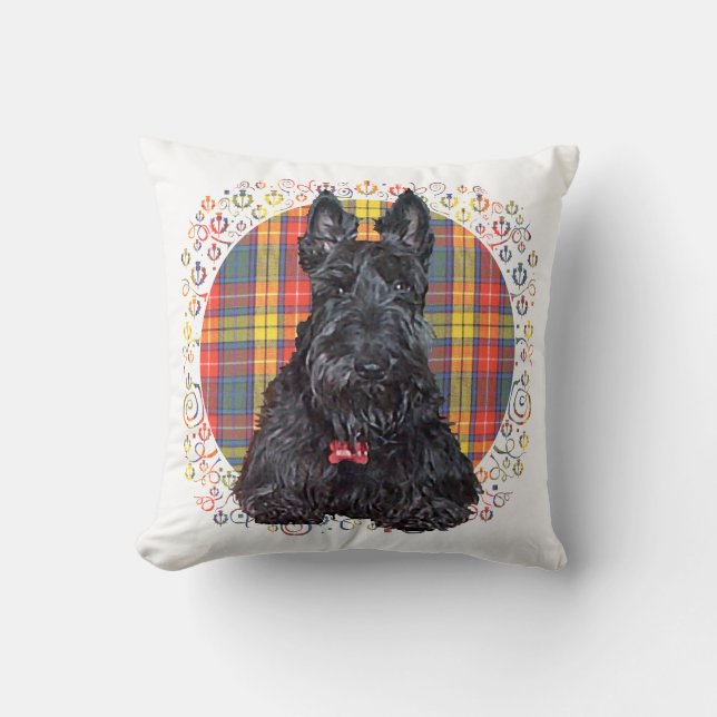 Almofada Pequeno Cachorro Scottie Tartan (Frente)