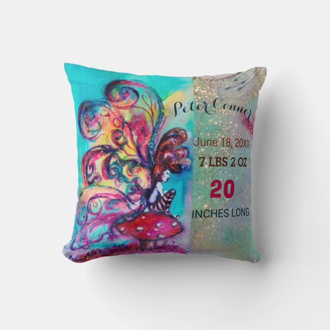 Almofada PEQUENO ELF DO CHÁ DE FRALDAS MUSHROOMS Status Bab (Frente)