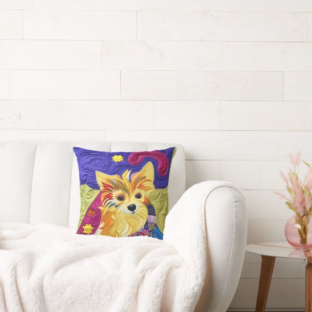 Almofada Pequeno Pom Puppy Quilado Como Design (Sofá)