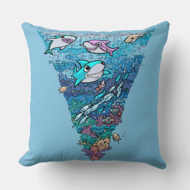 Almofada Pequeno rabisco de tubarão (Frente)