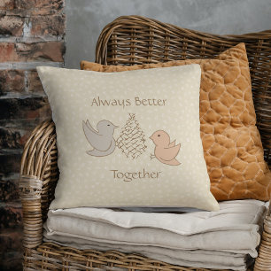 Almofada Pequenos Beige Birdies no Feeder - Melhor Juntos.