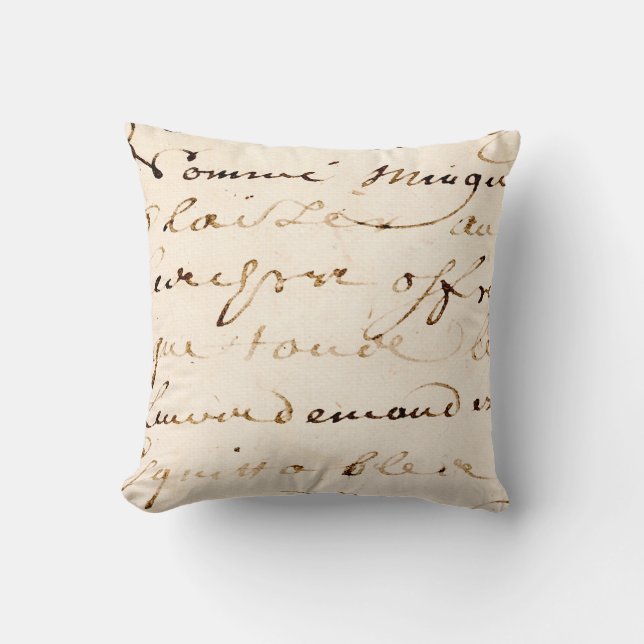 Almofada Pergaminho francês do roteiro da letra de Tan do (Frente)