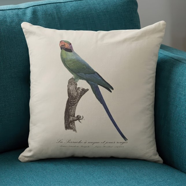 Almofada Periquito-de-cauda-longa, Psittacula Longicauda (Long-Tailed Parakeet, Psittacula Longicauda. Throw Pillow)