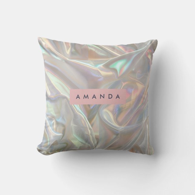 Almofada Pérola Iridescente Macia Personalizada com Brilho (Frente)