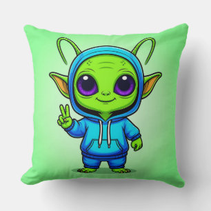 Almofada Personagem Alien Cute Posando com Roupa Colorida