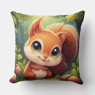 Almofada Personagem Esquilo de Desenho Animado Adorável na 