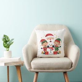 Almofada Personagens de Natal Fofos – Papai Noel, Elfos e B