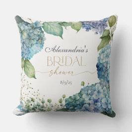 Almofada Personalise Bridal Shower Blue Hydrangeas Welcome