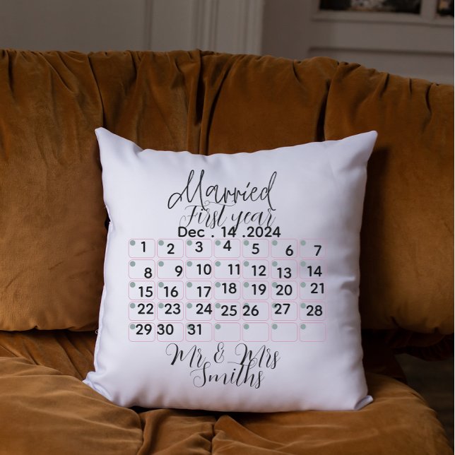 Almofada Personalised Married Calendar Date  (Criador carregado)
