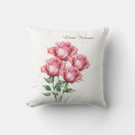 Almofada Personalised Pink Rose Floral Throw Pillow Cover