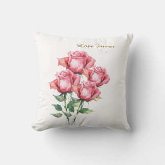 Almofada Personalised Pink Rose Floral Throw Pillow Cover