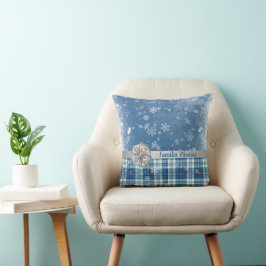Almofada Personaliza Natal Elegante Xadrez Azul