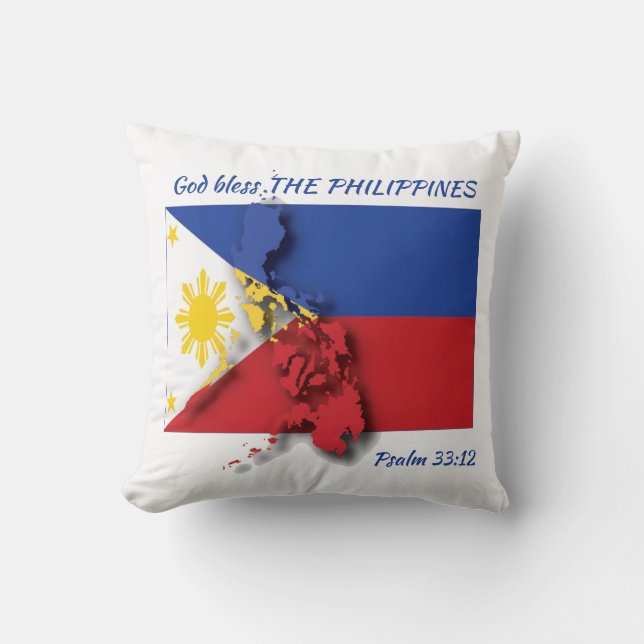 Almofada Personalização da script FILIPINO FLAG Filipinas (Frente)