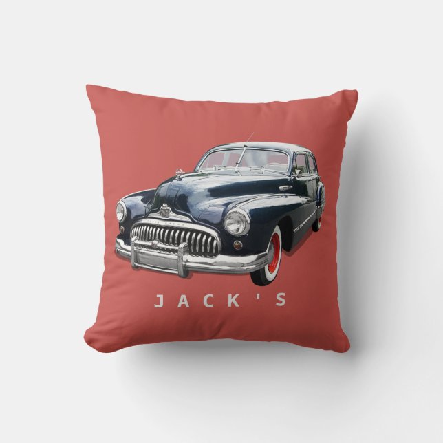 Almofada Personalização de Buick Preto Vintage 1940s (Frente)