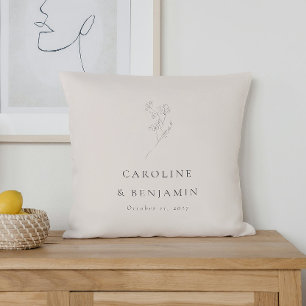 Almofada Personalização de Casamento de Arte Floral Ecru Mi