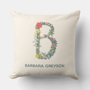 Almofada Personalização do Monograma Floral B