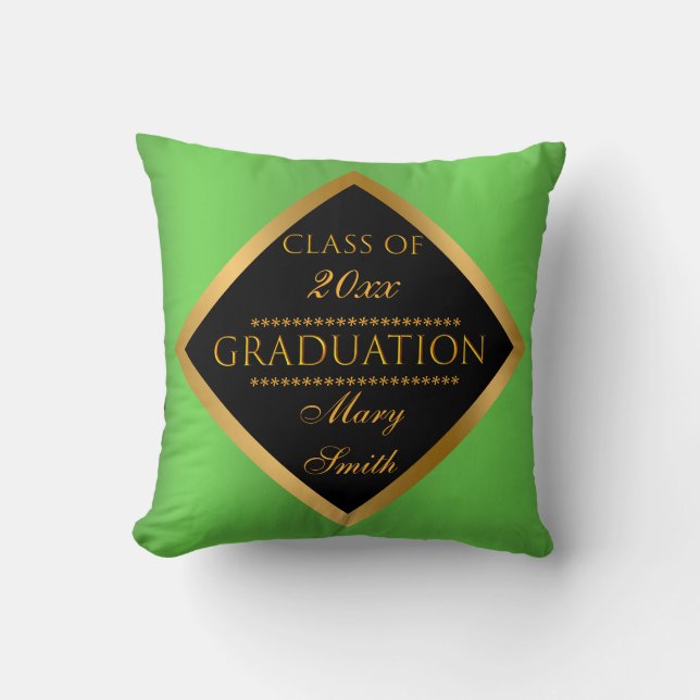 Almofada Personalização simples moderna e verde Dourado (Frente)