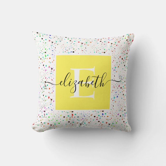 Almofada personalizada com bolinhas coloridas (Frente)