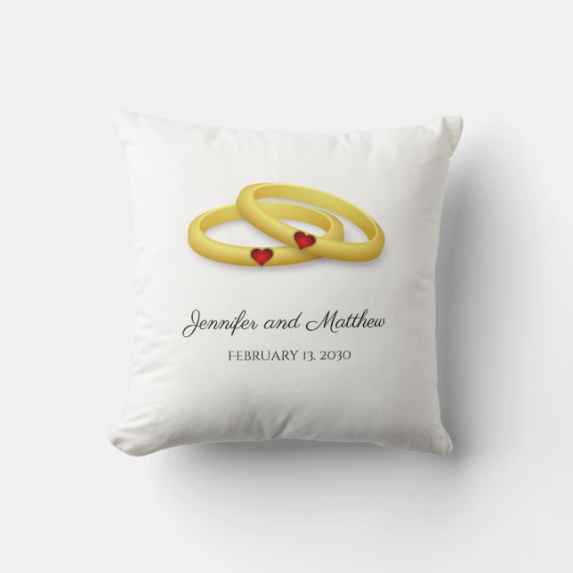 Almofada Personalizada de Casamento com Anéis e Co (Frente)