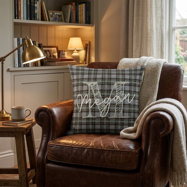 Almofada Personalizada de Inverno com Tartan e Mon (Criador carregado)