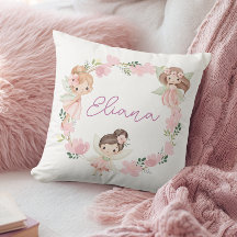Almofada Personalizada de Meninas Fadas Florais Fo