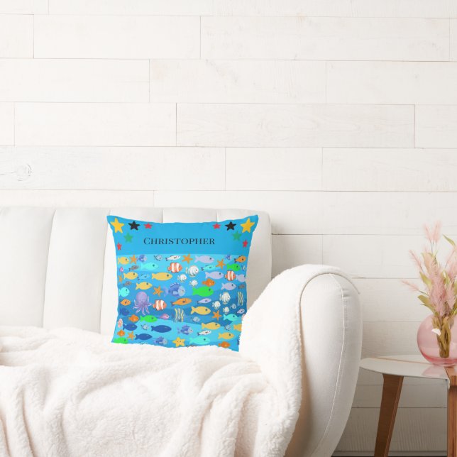 Almofada personalizada - design de peixe - ideia d (Sofá)
