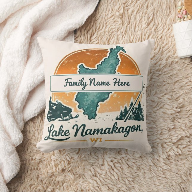 Almofada Personalizada do Lago Namakagon, WI (Cobertor)